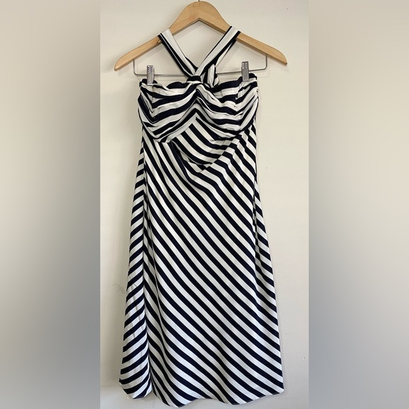Banana Republic 100% Silk Striped Halter MIDI Dress NWT - Picture 9 of 9
